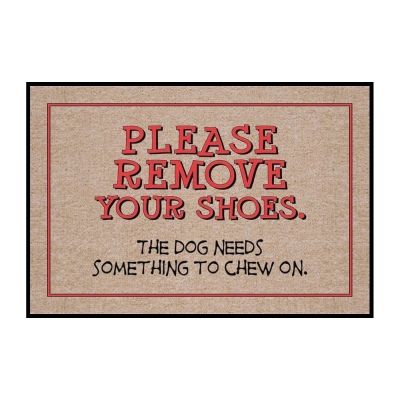 Funny Dog Themed Welcome Mat - Please Remove Shoes