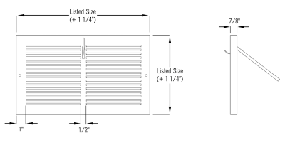 White Steel Baseboard Register with Plate Damper